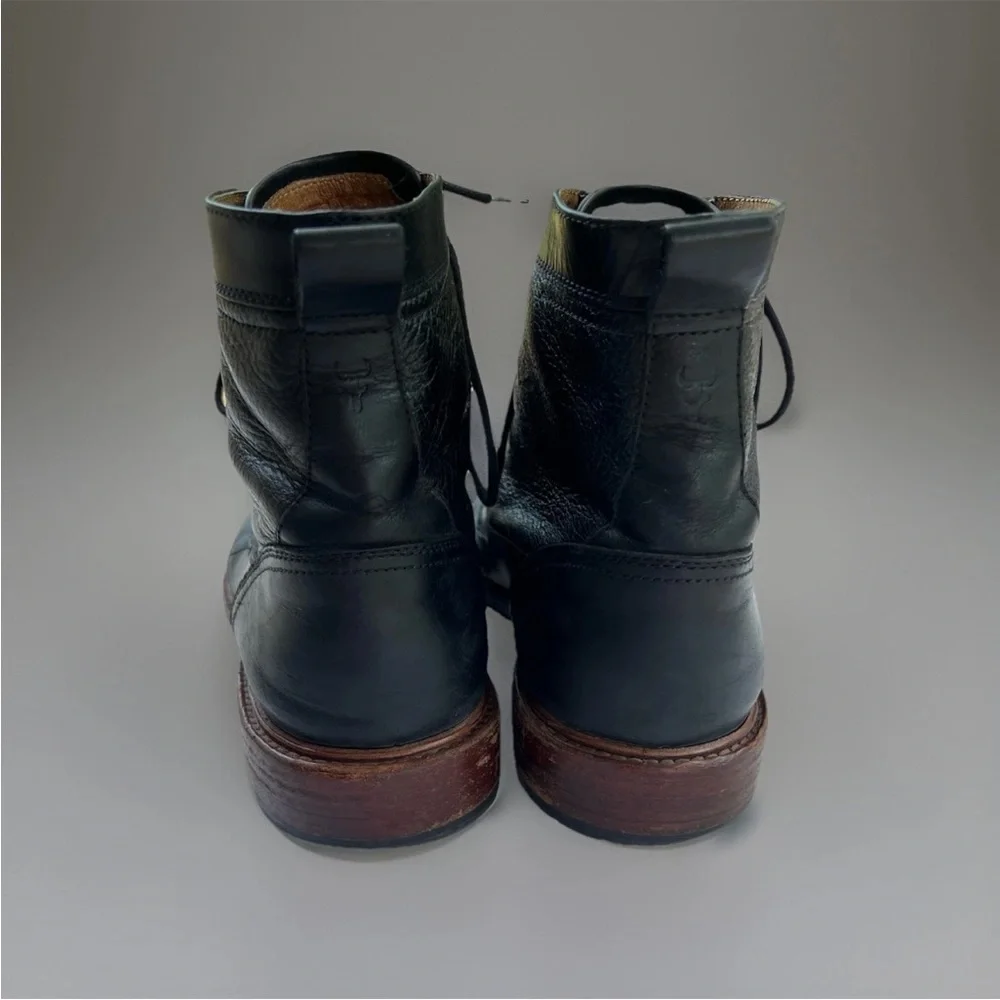 Trask Men Black Leather Combat Casual Biker Boots Size 11